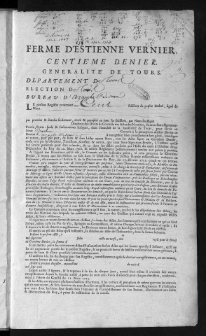 Centième denier (28 avril 1744 -25 avril 1747) et insinuations suivant le tarif (1er ocotbre 1745-25 avril 1747)