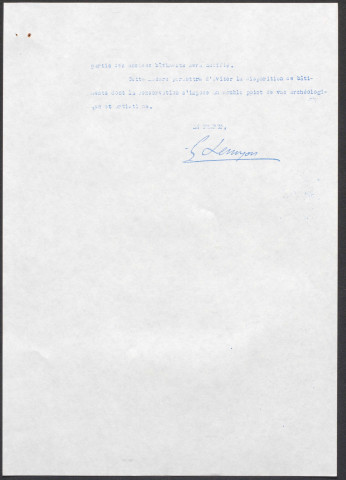 Note du préfet d'Indre-et-Loire au ministre de l'Instruction publique et des beaux-arts indiquant que le projet de destruction des maisons anciennes est abandonné par la Ville de Tours (2/2).