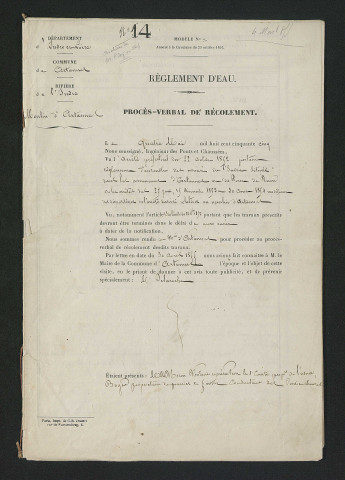 Vérification de conformité des travaux prescrits en 1852, 1853 et 1854 (4 mai 1855)