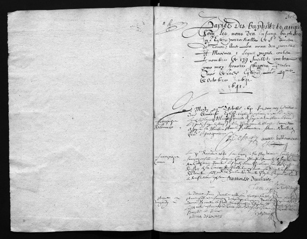 Collection communale. Baptêmes, 1641-2 juillet 1655