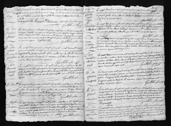 Collection du greffe. Baptêmes, mariages, sépultures, 7 janvier-22 décembre 1783