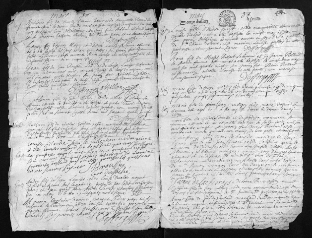 Baptêmes, mariages, sépultures, 1680 - Les années 1676-1679 sont lacunaires dans la collection du greffe