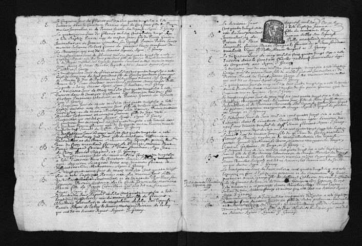 Collection du greffe. Baptêmes, mariages, sépultures, 1686 - L'année 1685 est lacunaire dans cette collection