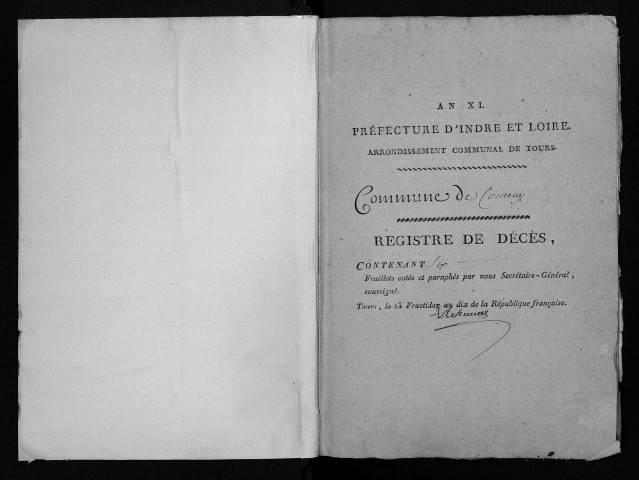 Naissances, mariages, décès, an XI-1836