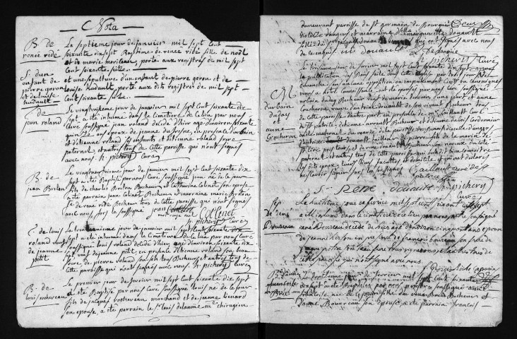 Collection du greffe. Baptêmes, mariages, sépultures, 1777-1778