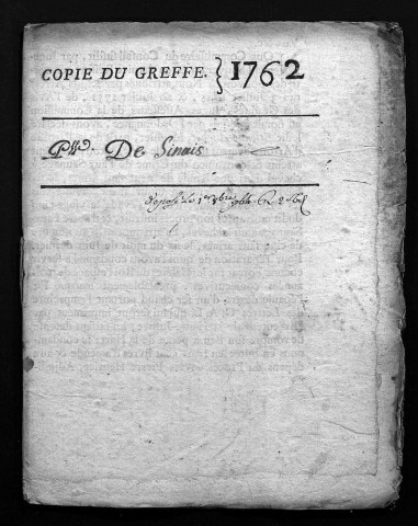 Collection du greffe. Baptêmes, mariages, sépultures, 1762