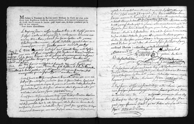 Collection du greffe. Baptêmes, mariages, sépultures, 1773