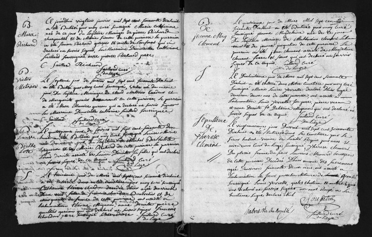 Collection du greffe. Baptêmes, mariages, sépultures, 1778