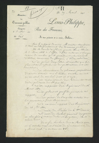 Ordonnance royale valant règlement d'eau (29 avril 1841)