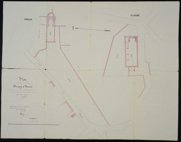 Plans des cimetières et églises de Nancré et Ponçay
