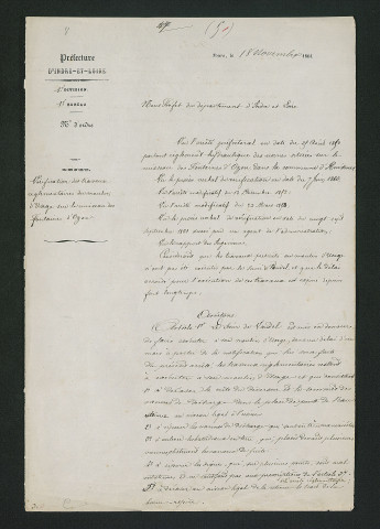 Travaux réglementaires. Mise en demeure d'exécution (18 novembre 1860)