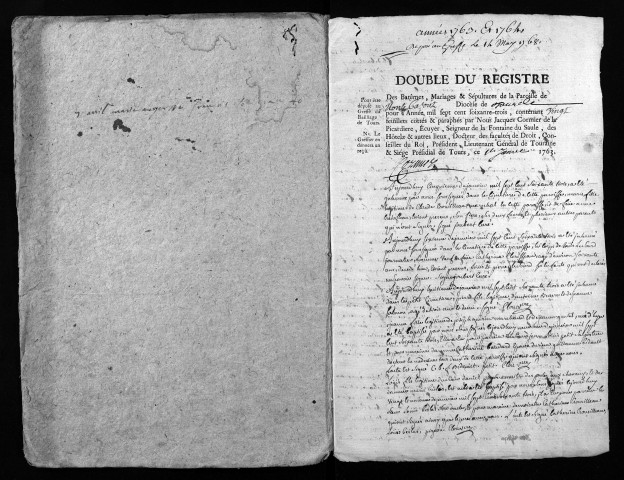 Collection du greffe. Baptêmes, mariages, sépultures, 1763-1764