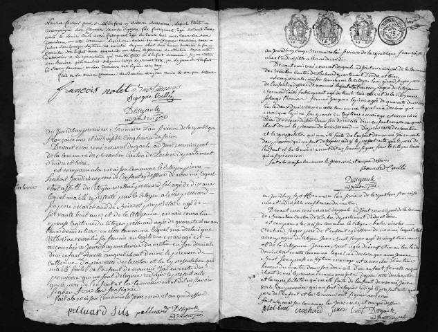 Naissances, mariages, décès, an VI-an X - Pour les mariages de l'an VII et de l'an VIII, se reporter à la municipalité de canton (Loches)