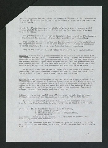 Construction d'un déversoir, modification du règlement d'eau (21 juillet 1980)