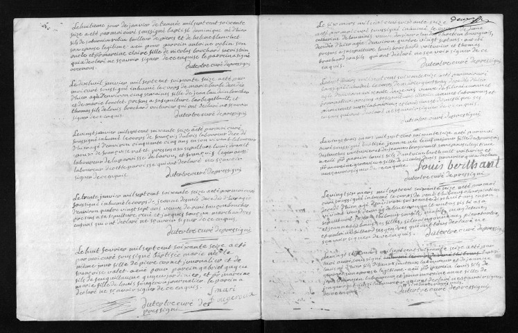 Collection du greffe. Baptêmes, mariages, sépultures, 1776