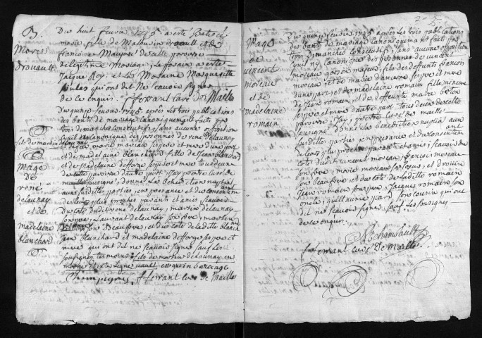 Collection du greffe. Baptêmes, mariages, sépultures, 1745-1746 - L'année 1744 est lacunaire dans cette collection