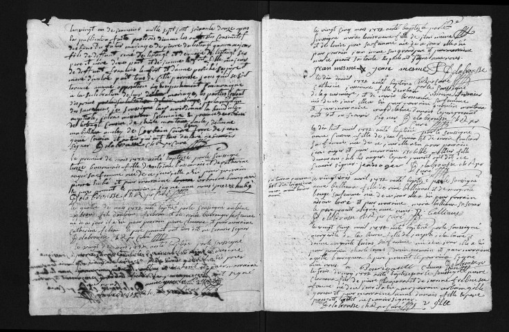 Collection du greffe. Baptêmes, mariages, sépultures, 1772