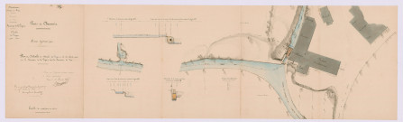 Plan et détails du moulin du Verger et de ses abords (1er mars 1855)