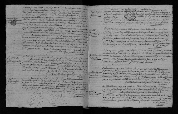 Collection communale. Baptêmes, mariages, sépultures, 1789