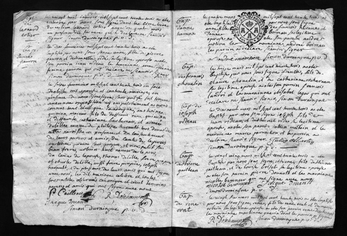 Collection communale. Baptêmes, mariages, sépultures, 1733-8 février 1735