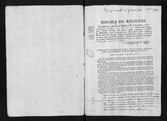 Baptêmes, mariages, sépultures, 1780