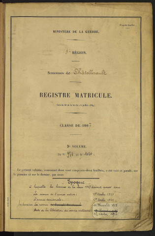 Classe 1907. Matricules n°951-1420