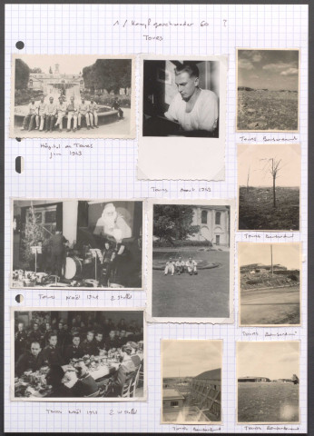 Tours (Indre-et-Loire). Hôpital Bretonneau, Base aérienne. Blessés à l'hôpital, célébration de Noël, bombardement du camp d'aviation.