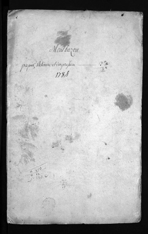 Collection du greffe. Baptêmes, mariages, sépultures, 1784