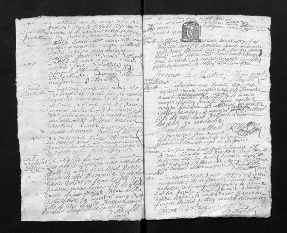 Collection communale. Baptêmes, mariages, sépultures, 1687-1689