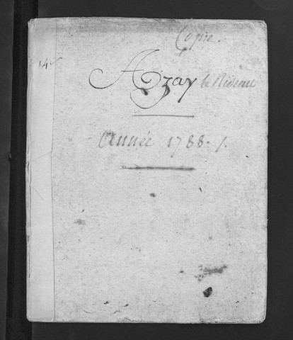 Collection du greffe. Baptêmes, mariages, sépultures, 1788