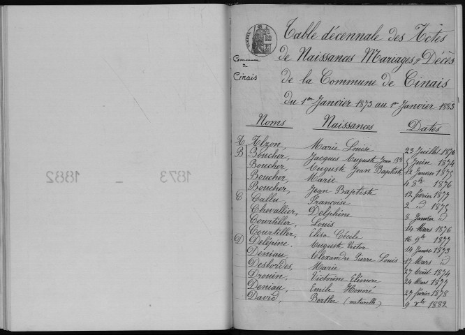 Naissances, mariages, décès