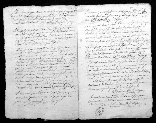 Collection du greffe. Baptêmes, mariages, sépultures, 1751