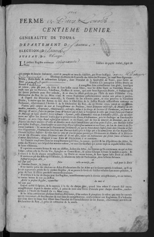 Centième denier et insinuations suivant le tarif (1er janvier-14 novembre 1748)