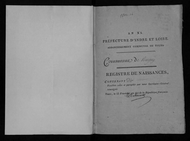 Naissances, mariages, décès, an XI-1816