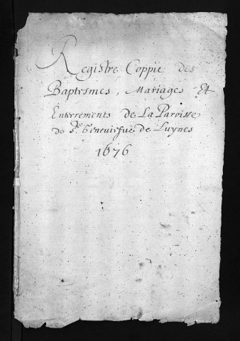 Collection du greffe. Baptêmes, mariages, sépultures, 1676