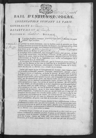 Centième denier et insinuations suivant le tarif (8 janvier 1748-14 septembre 1750)