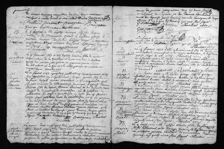Collection du greffe. Baptêmes, mariages, sépultures, 1737 - La période mars 1727-1736 est lacunaire dans cette collection
