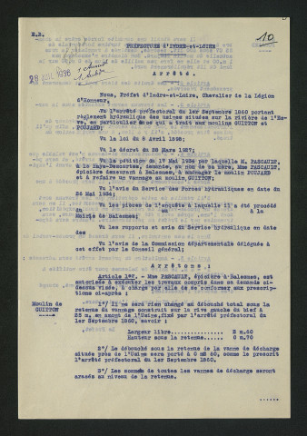 Autorisation d'exécuter les travaux (23 juillet 1936)