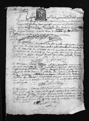 Collection du greffe. Baptêmes, mariages, sépultures, 1684 - Les années 1681-1683 sont lacunaires dans cette collection