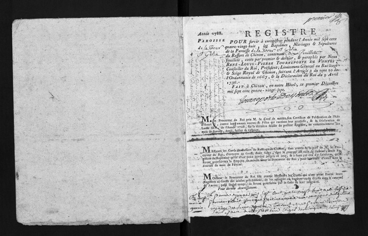 Baptêmes, mariages, sépultures, 1788