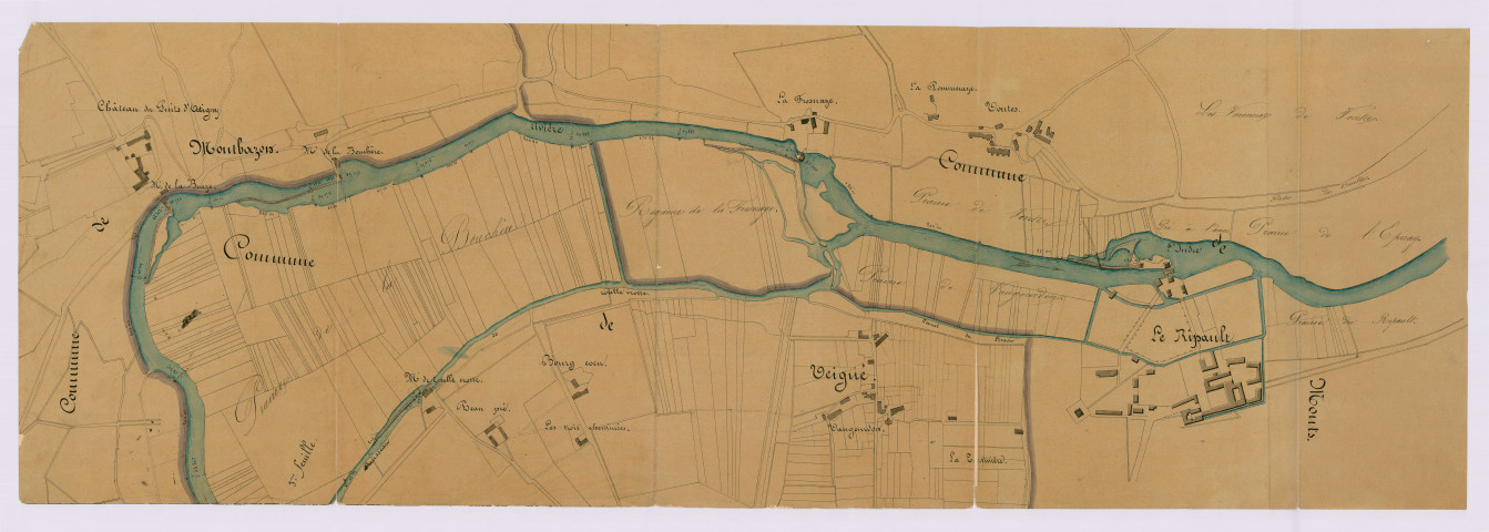 Extrait du plan général du 29 octobre 1851 avec le moulin de la Braye à Montbazon (29 octobre 1851)