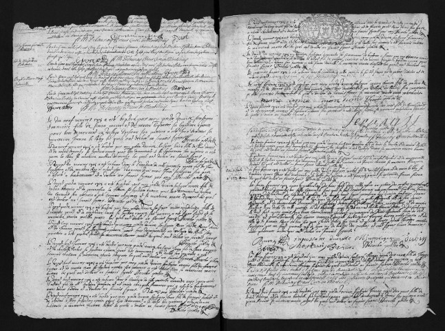 Collection du greffe. Baptêmes, mariages, sépultures, 1705