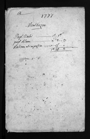 Collection du greffe. Baptêmes, mariages, sépultures, 1777