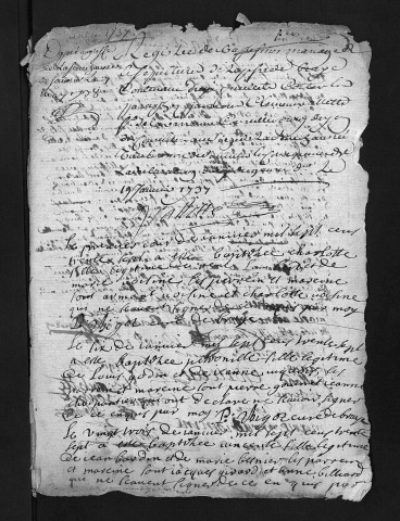 Collection du greffe. Baptêmes, mariages, sépultures, 1737 - Les années 1712-1736 sont lacunaires dans cette collection