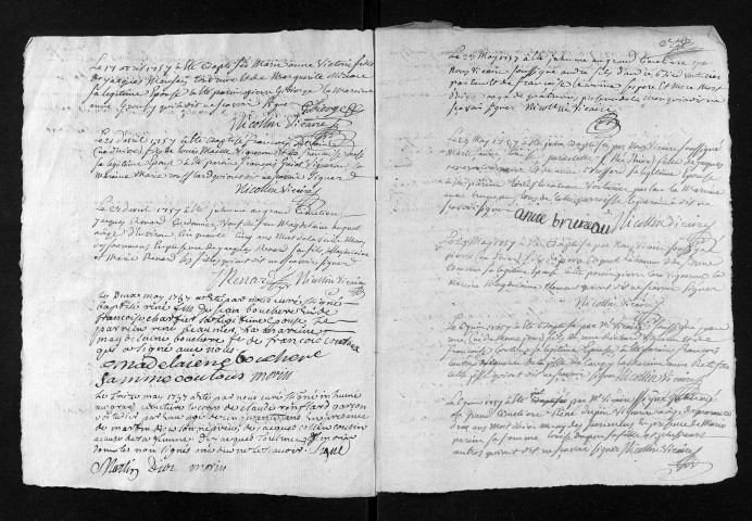 Collection du greffe. Baptêmes, mariages, sépultures, 1757