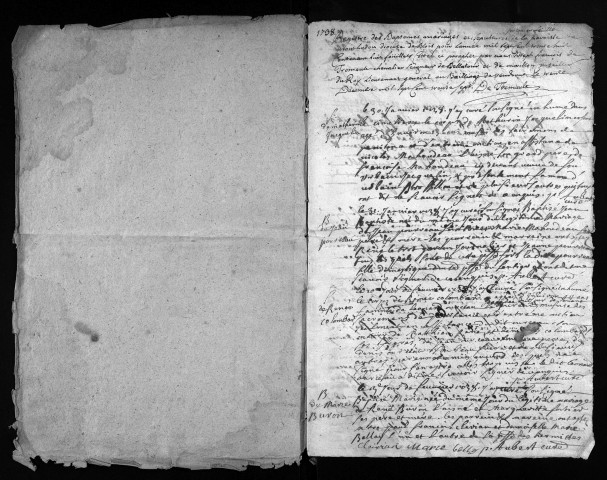 Collection du greffe. Baptêmes, mariages, sépultures, 1738