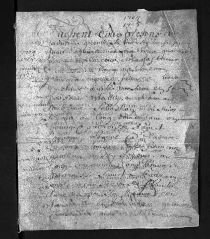 Baptêmes, mariages, sépultures, 1704-1705 - Les années 1702-1703 sont lacunaires dans les deux collections