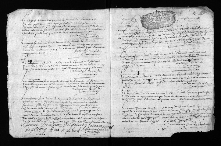 Collection du greffe. Baptêmes, mariages, sépultures, 1714-1715
