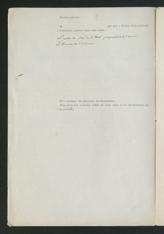 Projet de règlement d'eau, visite de l'ingénieur des Ponts et chaussées (30 juin 1853)