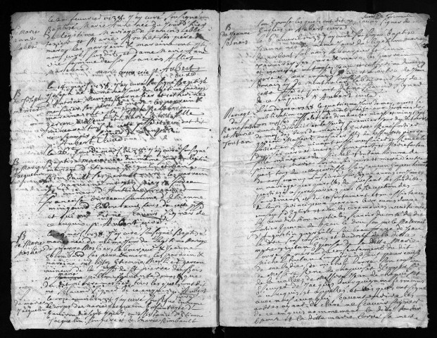 Collection du greffe. Baptêmes, mariages, sépultures, 1738